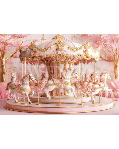 Fabric Photography Background Children's Day Carousel / Backdrop 6322