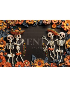 Fabric Photography Background Halloween Skulls / Backdrop 6334