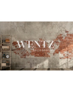 Fabric Photography Background Brick Wall and Bookcase / Backdrop 2111