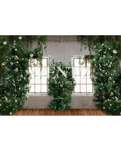 Fabric Photography Background Room with Window and Flowers / Backdrop CW141