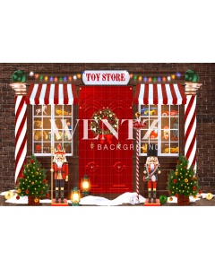 Fabric Photography Background Christmas Toy Store / Backdrop CW165