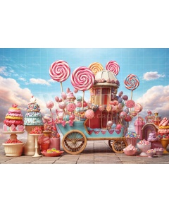 Fabric Photography Background Children's Day Candy Cart / Backdrop 6374