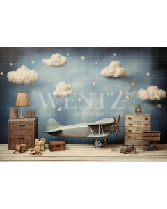 Fabric Photography Background Children's Day Airplane / Backdrop 6376