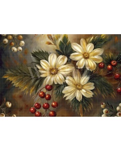 Fabric Photography Background Christmas Floral / Backdrop 6380