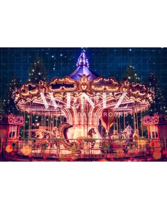 Fabric Photography Background Christmas Carousel / Backdrop 2317