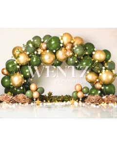 Fabric Photography Background Scenarios Green and Gold Balloon / Backdrop 2201