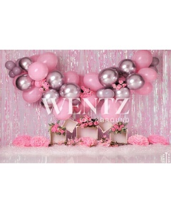 Fabric Photography Background Cake Smash Pink and Silver / Backdrop 2277