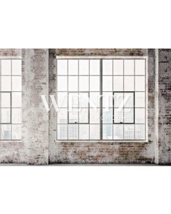 Fabric Photography Background Brick Wall with Windows / Backdrop 2272