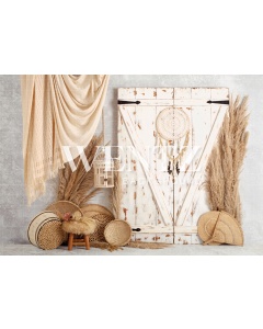 Fabric Photography Background Boho Wall and Door with Macramé / Backdrop 2246