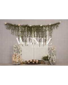 Fabric Photography Background Door With Flowers / Backdrop 2229