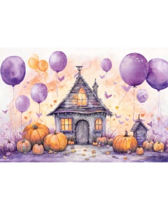 Fabric Photography Background Witch's House Halloween / Backdrop 6339