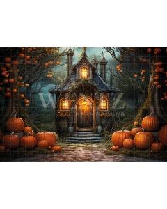 Fabric Photography Background Witch's House Halloween / Backdrop 6354