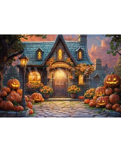 Fabric Photography Background Witch's House Halloween / Backdrop 6358