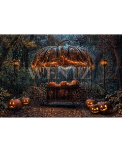 Fabric Photography Background  Halloween Pumpkin Car / Backdrop 6369