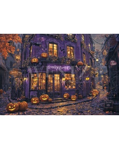 Fabric Photography Background Halloween Witchcraft Store / Backdrop 6372