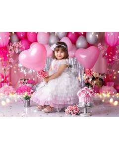 Fabric Photography Background Scenarios Pink and Silver Balloon / Backdrop 2076