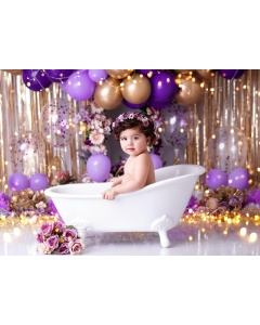 Fabric Photography Background Scenarios Purple and Gold Balloon / Backdrop 2077