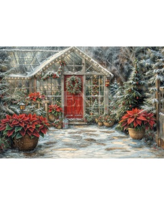 Fabric Photography Background Christmas Greenhouse / Backdrop 6227