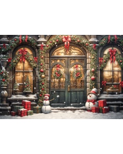 Fabric Photography Background Christmas House Front / Backdrop 6228