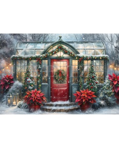 Fabric Photography Background Christmas House Front / Backdrop 6232