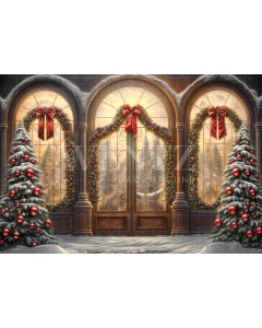 Fabric Photography Background Christmas House Front / Backdrop 6226