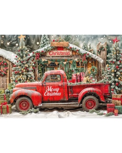 Fabric Photography Background Santa's Car Christmas / Backdrop 6238