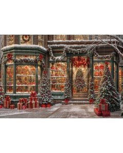 Fabric Photography Background Christmas Gift Store / Backdrop 6239