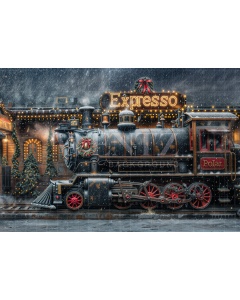 Fabric Photography Background Christmas Train / Backdrop 6257