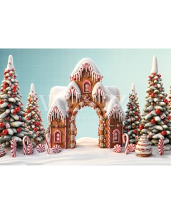 Fabric Photography Background Christmas Sweets House / Backdrop 6264