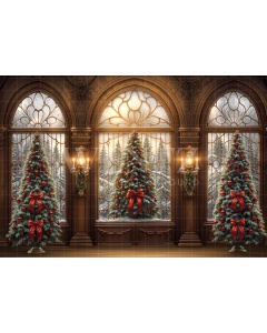 Fabric Photography Background Living Room with Window Christmas / Backdrop 6265