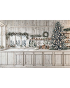 Fabric Photography Background Christmas Kitchen / Backdrop 6269