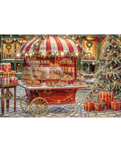 Fabric Photography Background Candy Cart Christmas / Backdrop 6272