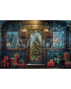 Fabric Photography Background Christmas Express / Backdrop 6271