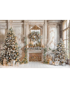 Fabric Photography Background Christmas Room / Backdrop 6277