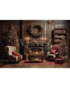 Fabric Photography Background Christmas Room / Backdrop 6289