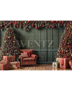 Fabric Photography Background Christmas Room / Backdrop 6290