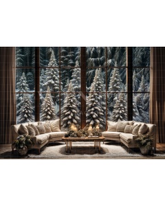 Fabric Photography Background Living Room with Window Christmas / Backdrop 6293