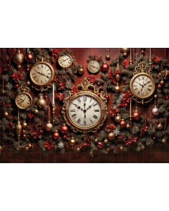 Fabric Photography Background Scenario with Clocks Christmas / Backdrop 6302