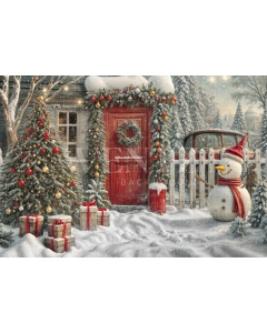 Fabric Photography Background Santa Claus Christmas House / Backdrop 6236