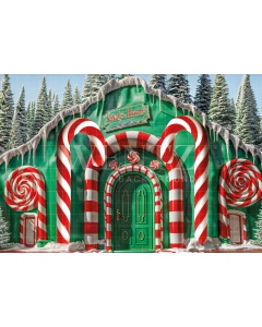 Fabric Photography Background Santa Claus Christmas House / Backdrop 6284