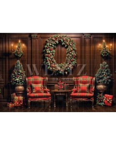 Fabric Photography Background Christmas Room / Backdrop 6285