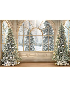 Fabric Photography Background Living Room with Window Christmas / Backdrop 6310