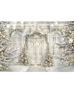 Fabric Photography Background Christmas House Front / Backdrop 6330