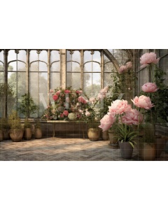 Fabric Photography Background Pink Peonies Greenhouse / Backdrop 3636