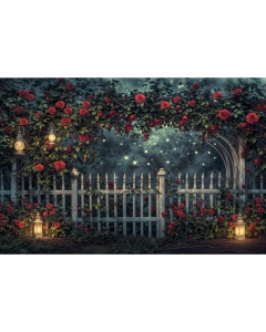 Fabric Photography Background Valentine's Day Garden with Flowers / Backdrop 5990