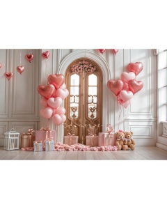 Fabric Photography Background Valentine's Day with Balloons / Backdrop 5993