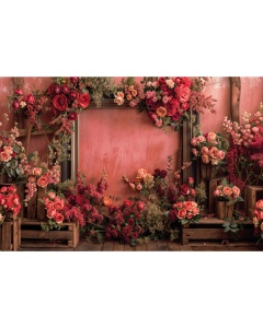 Fabric Photography Background Valentine's Day with Flowers / Backdrop 5995