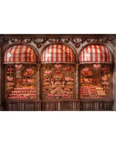 Fabric Photography Background Valentine's Day Sweet Shop / Backdrop 6010