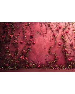 Fabric Photography Background Valentine's Day with Flowers / Backdrop 6024