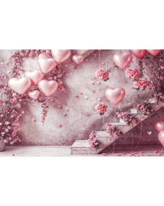 Fabric Photography Background Valentine's Day with Ladder / Backdrop 6054